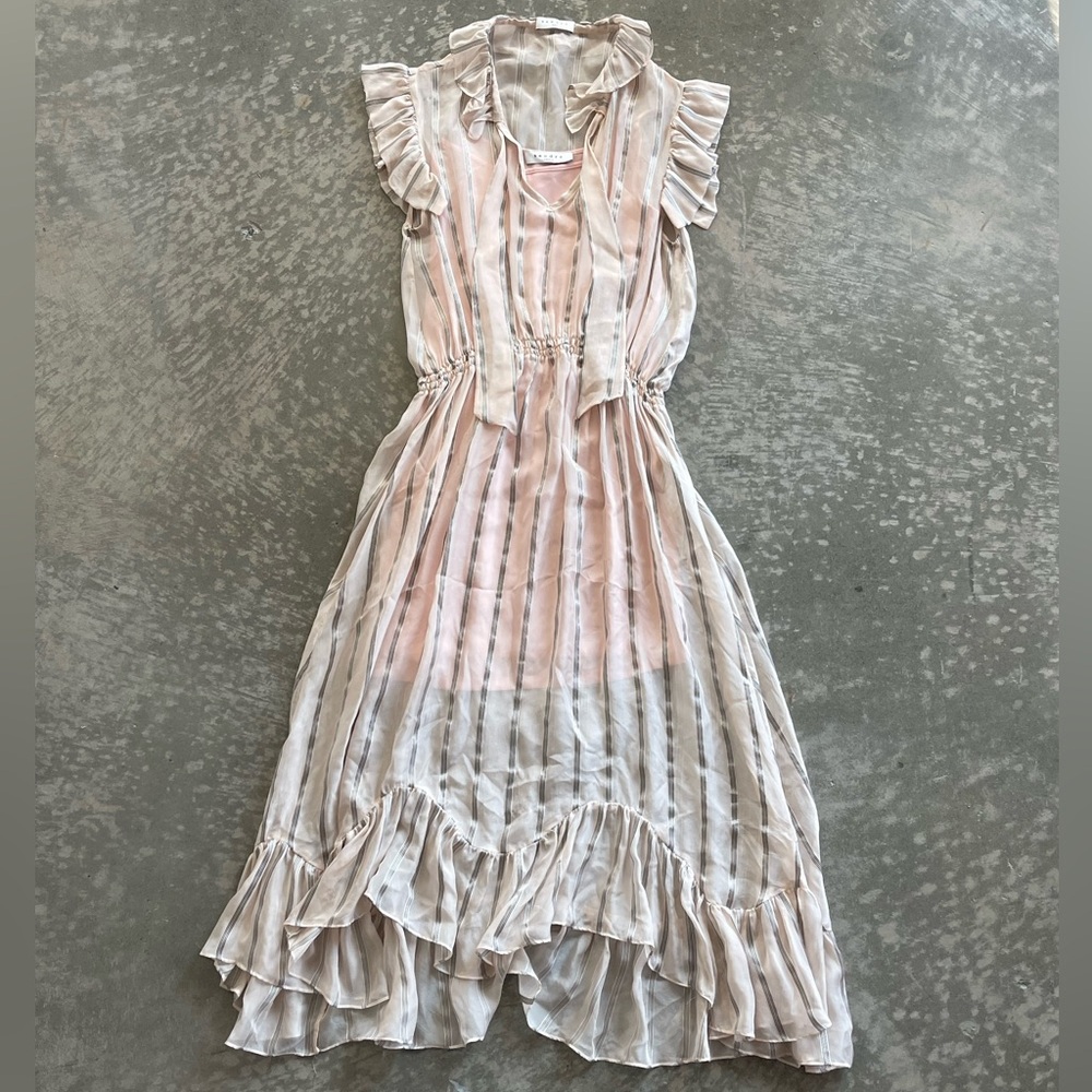 Sandro Women’s Silk Slip Dress Sheer Camisa Pink Size 36